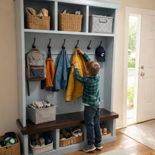 Load image into Gallery viewer, 3 Cubby with panel board mud Locker for entryway / mud room