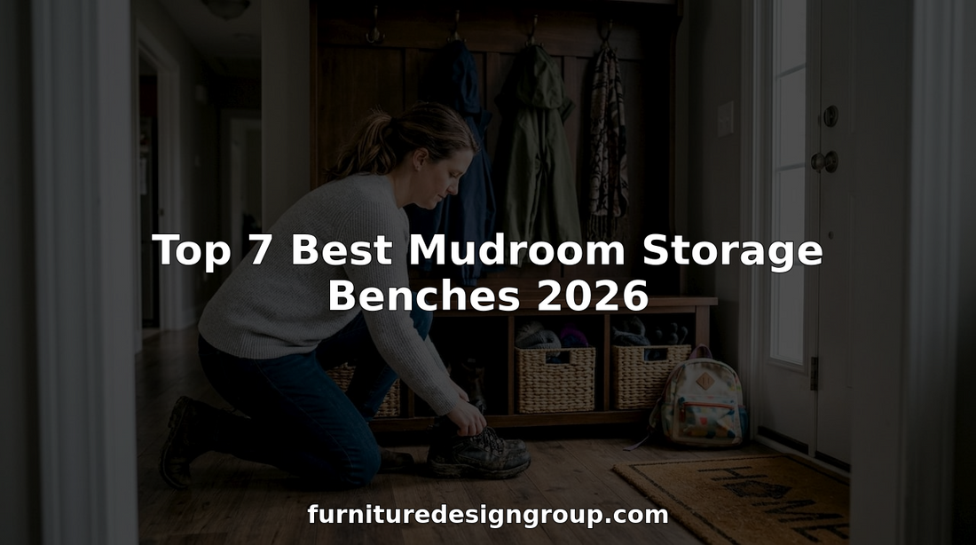 Woman storing boots under mudroom storage bench