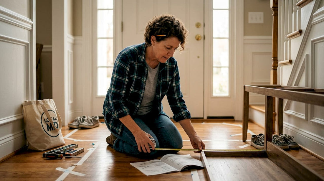 Homeowner preparing to install entryway bench