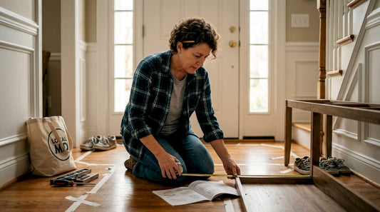 Homeowner preparing to install entryway bench