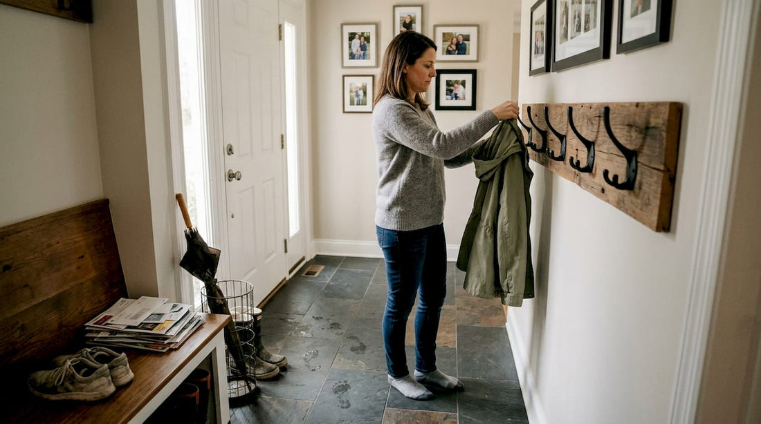 Homeowner using custom entryway storage