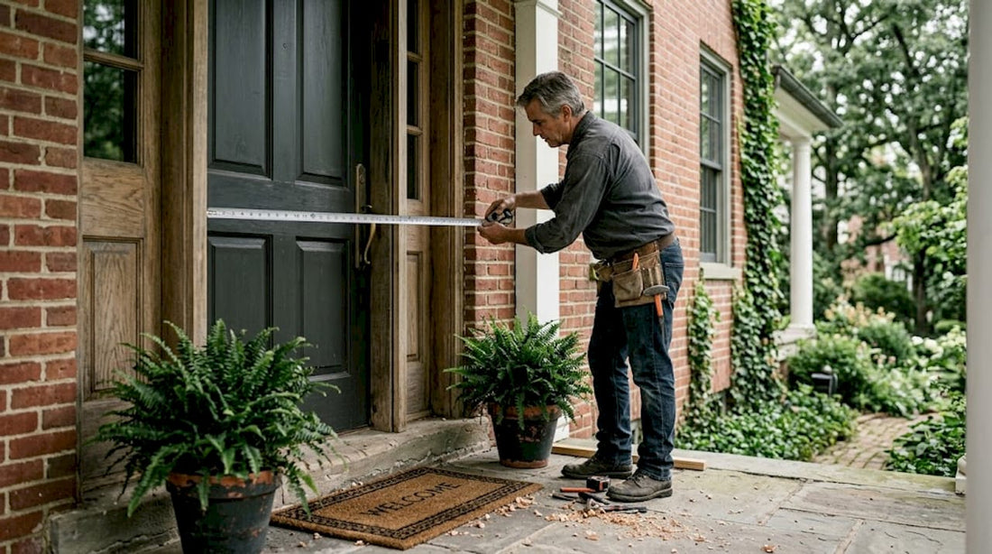 Craftsman measuring custom entryway frame