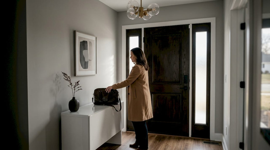 Maryland homeowner entering transitional style entryway