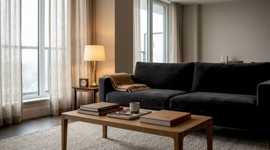 Luxurious living room with elegant mohair sofa